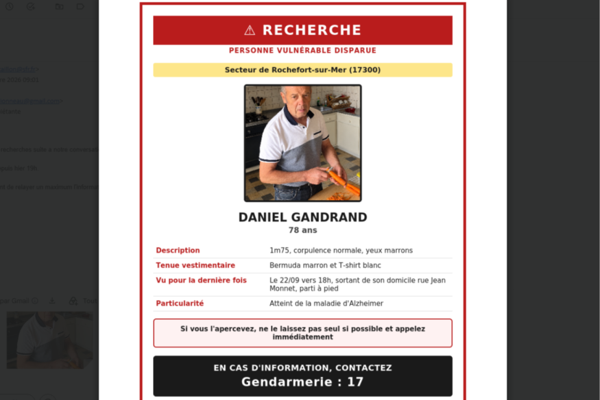 Rochefort : une disparition inquiétante